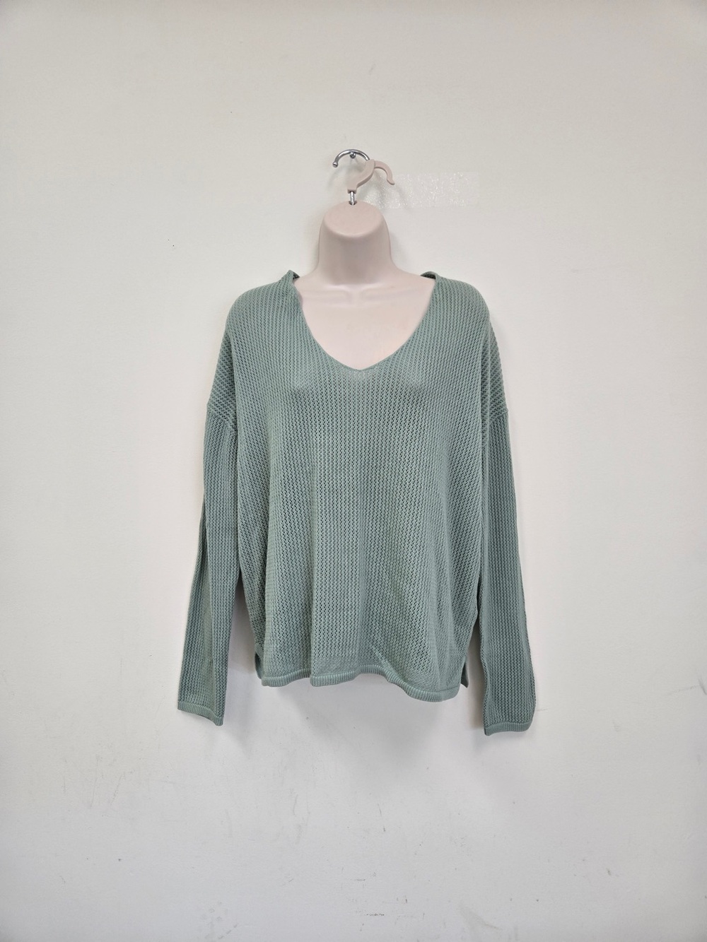 CARVE DESIGNS Organic Cotton Zella Mesh Pullover Sweater Green Women’s Medium - Picture 3 of 10